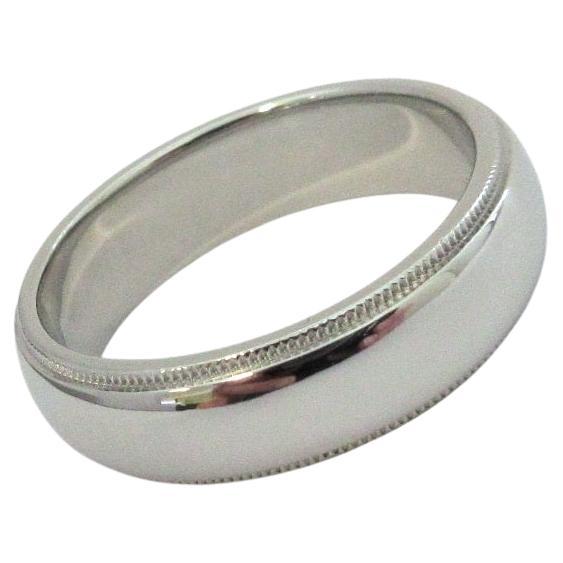 TIFFANY & Co. Together Platinum 6mm Milgrain Wedding Band Ring 9.5 For Sale