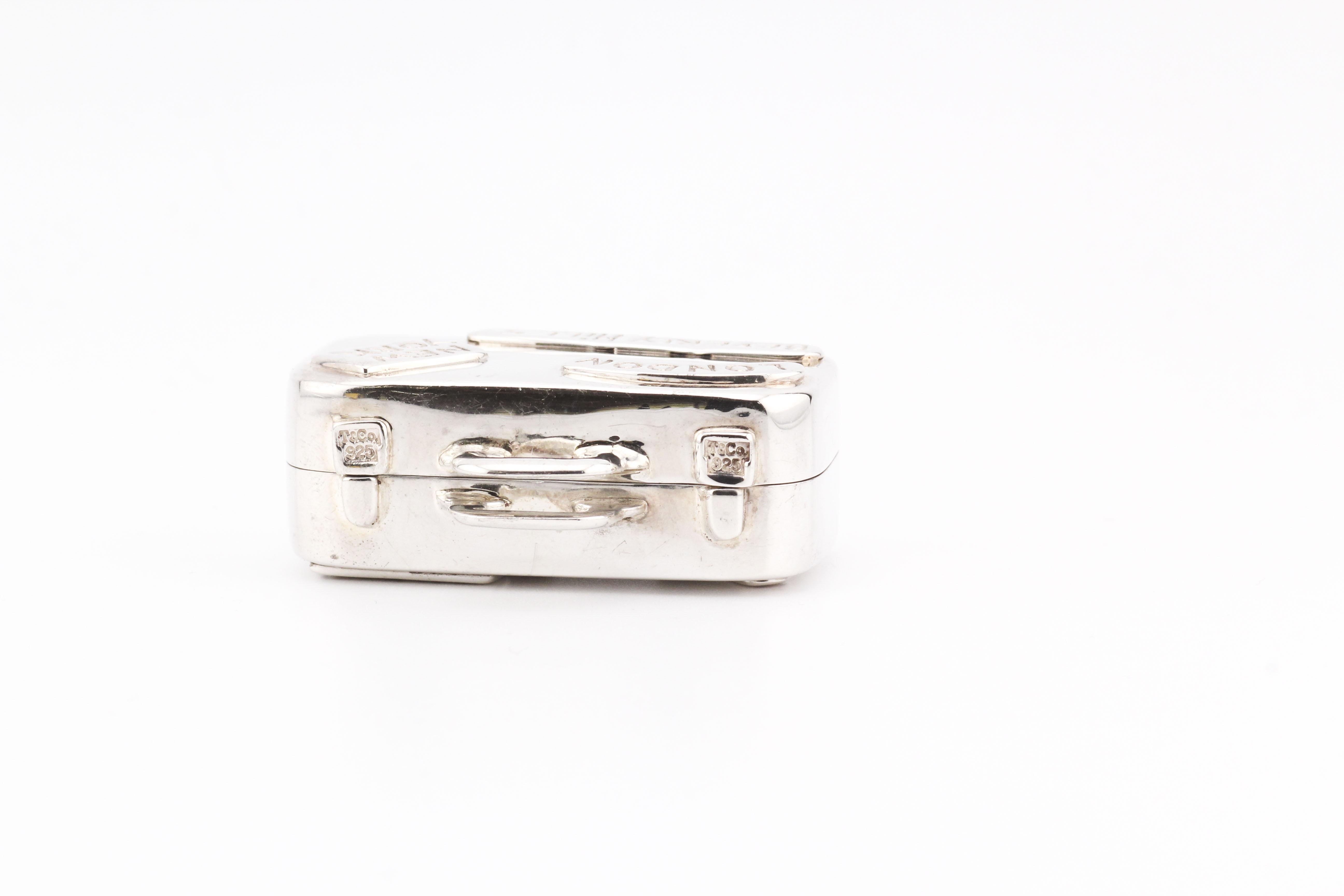 Tiffany & Co. Travelers Suitcase 925 Sterling Silver Pill Box Case 1