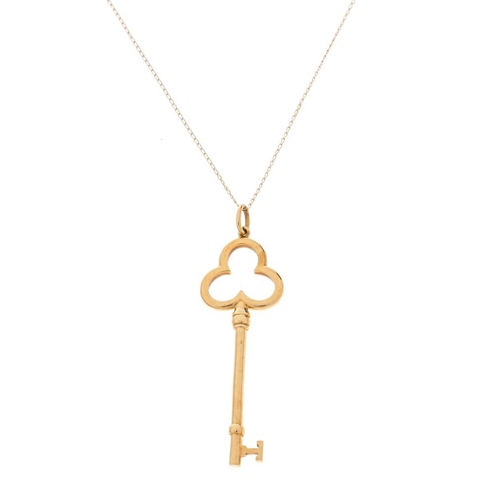 Contemporary Tiffany & Co. Trefoil Key 18K Yellow Gold Pendant