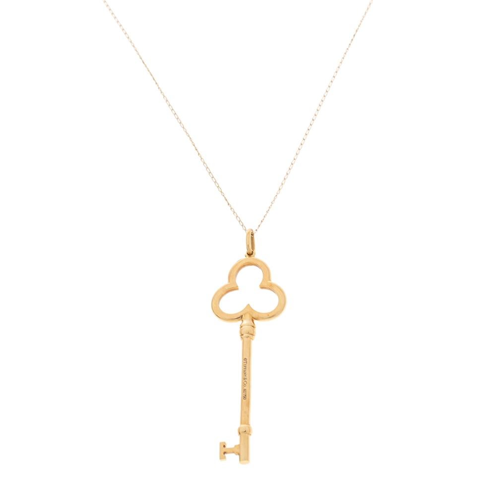 Tiffany & Co. Trefoil Key 18K Yellow Gold Pendant