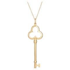 Tiffany & Co Trefoil Key Pendant & Necklace 18k Yellow Golding Co.