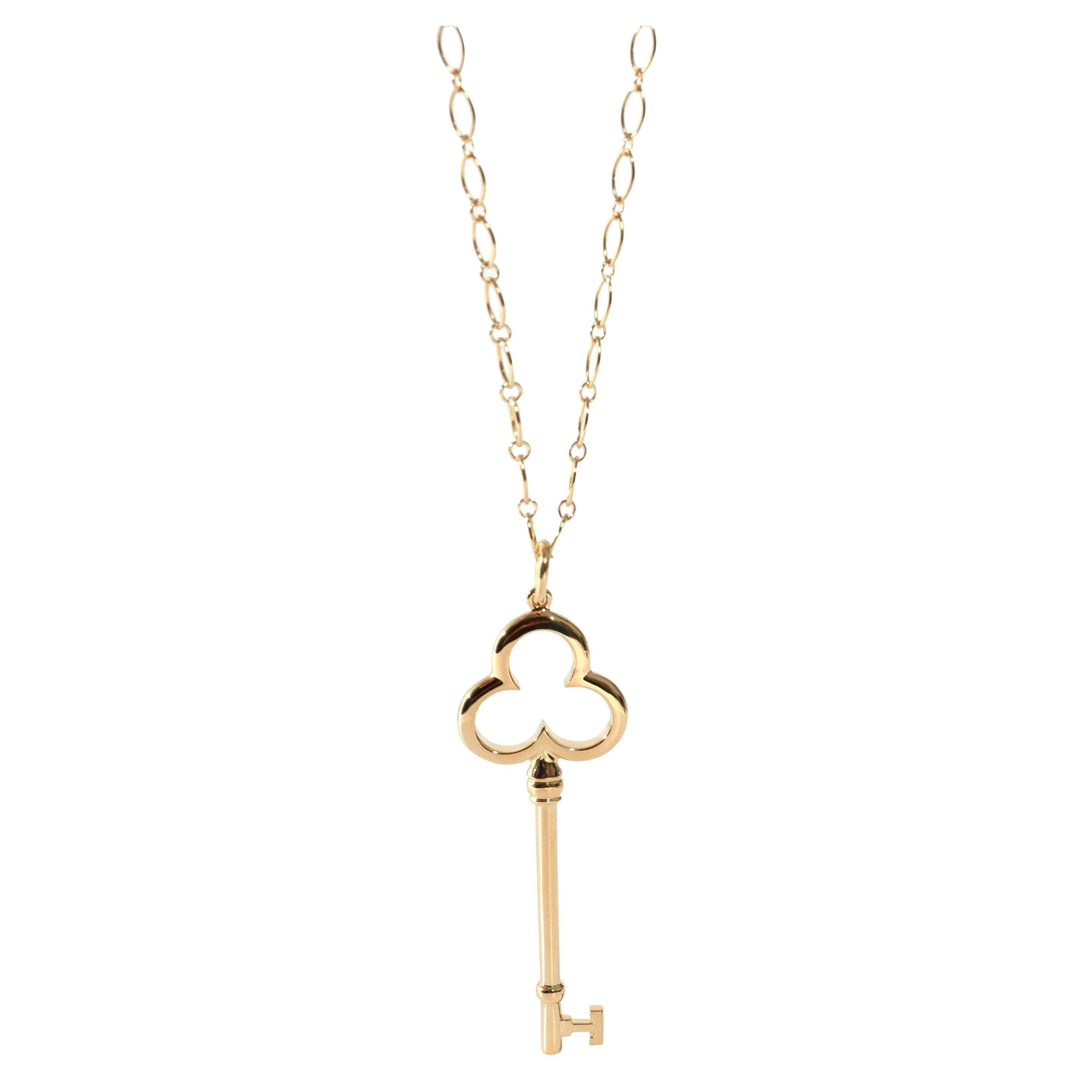 Tiffany & Co. Trefoil-Schlüssel-Anhänger-Halskette aus 18KT Gelbgold