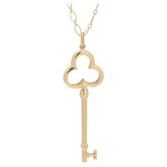 Tiffany & Co. Trefoil Key Gelbgold-Anhänger Halskette
