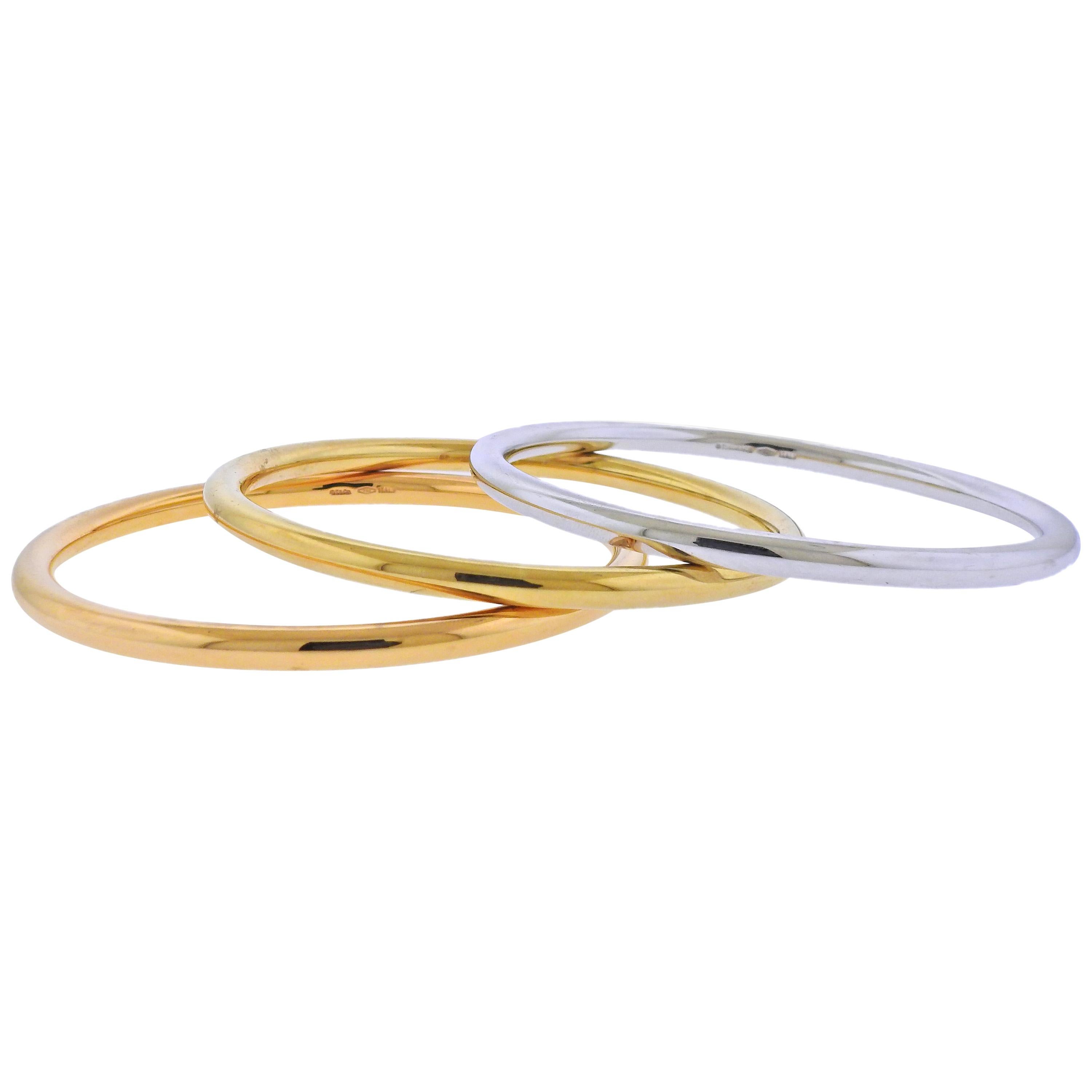 14K Three Tone Solid Gold Womens Diamond Bangle Bracelet Set 10.50 Ctw –  Avianne Jewelers