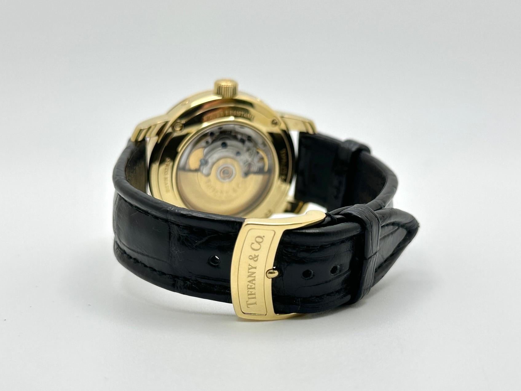 Tiffany & Co. Triple Calendar Moon Phase Watch 17042084 39mm 18k Gold Box Paper For Sale 1