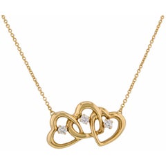Tiffany & Co. Triple Heart Diamond Pendant 18 Karat Gold Women's Necklace