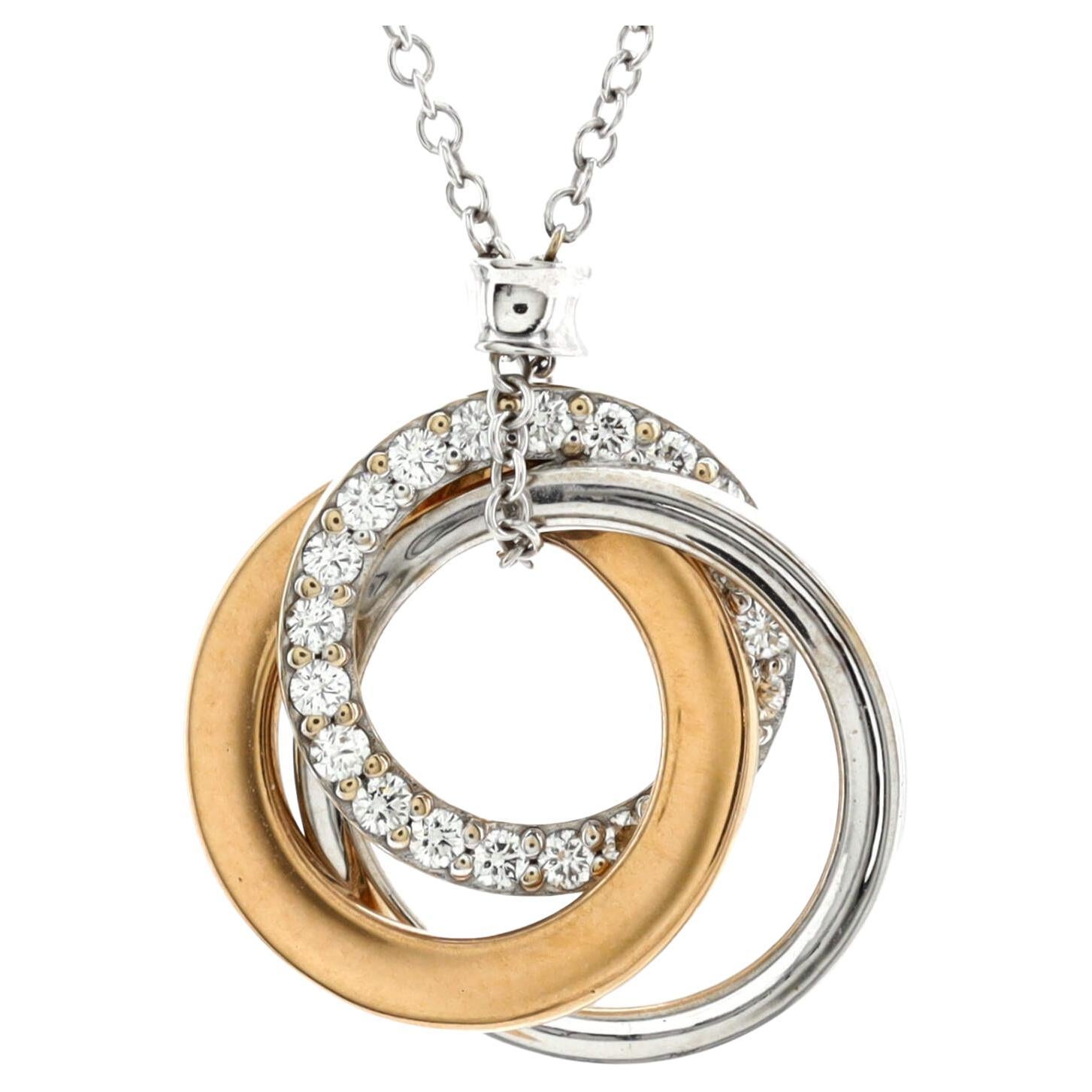 Tiffany & Co. Triple Interlocking Circles Pendant Necklace 18k White Gold For Sale