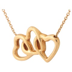 Tiffany & Co. Triple Interlocking Open Heart Pendant Necklace Gold