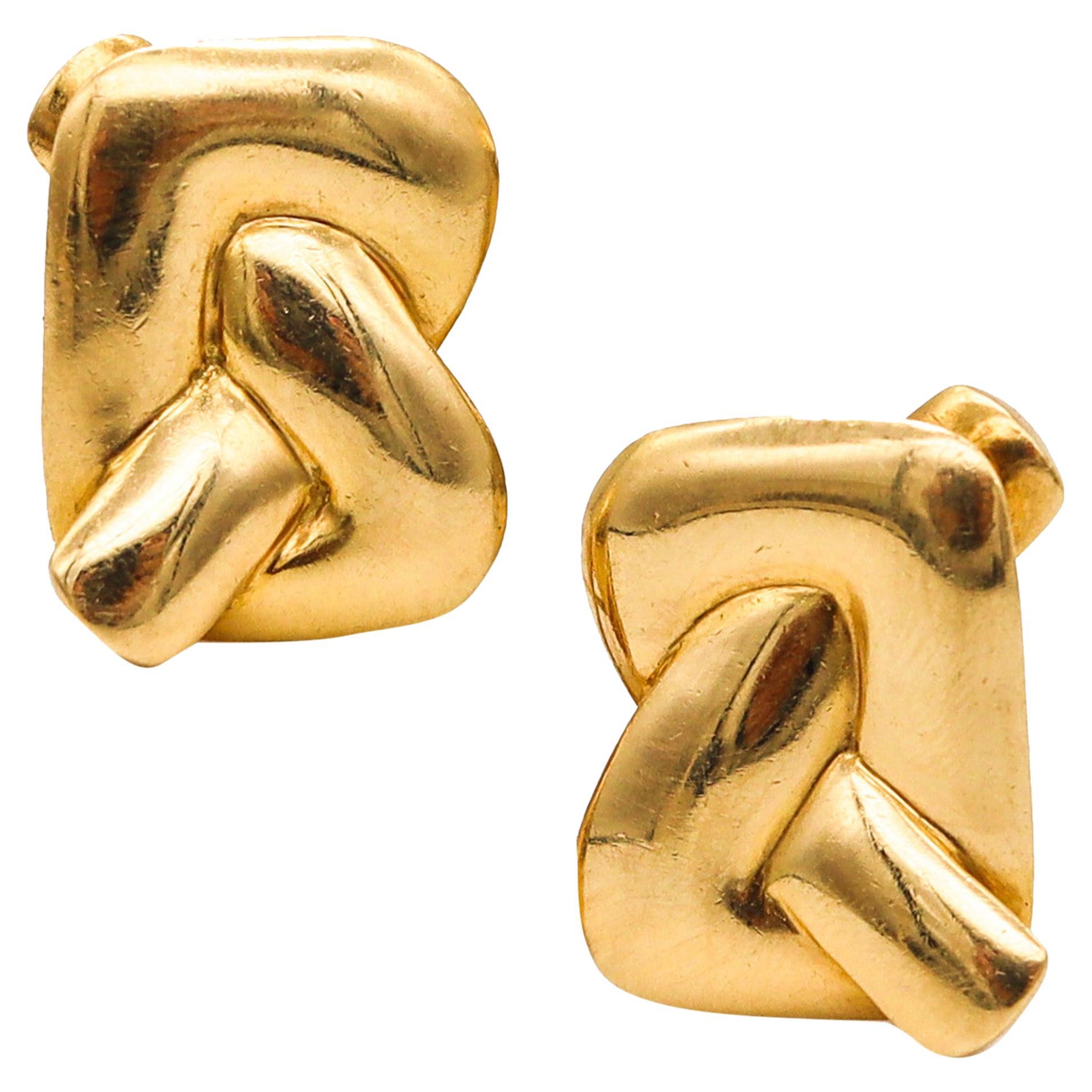 Tiffany & Co. Trompe-L'oeil Knots Clips Earrings in Solid 18 Karat Yellow Gold