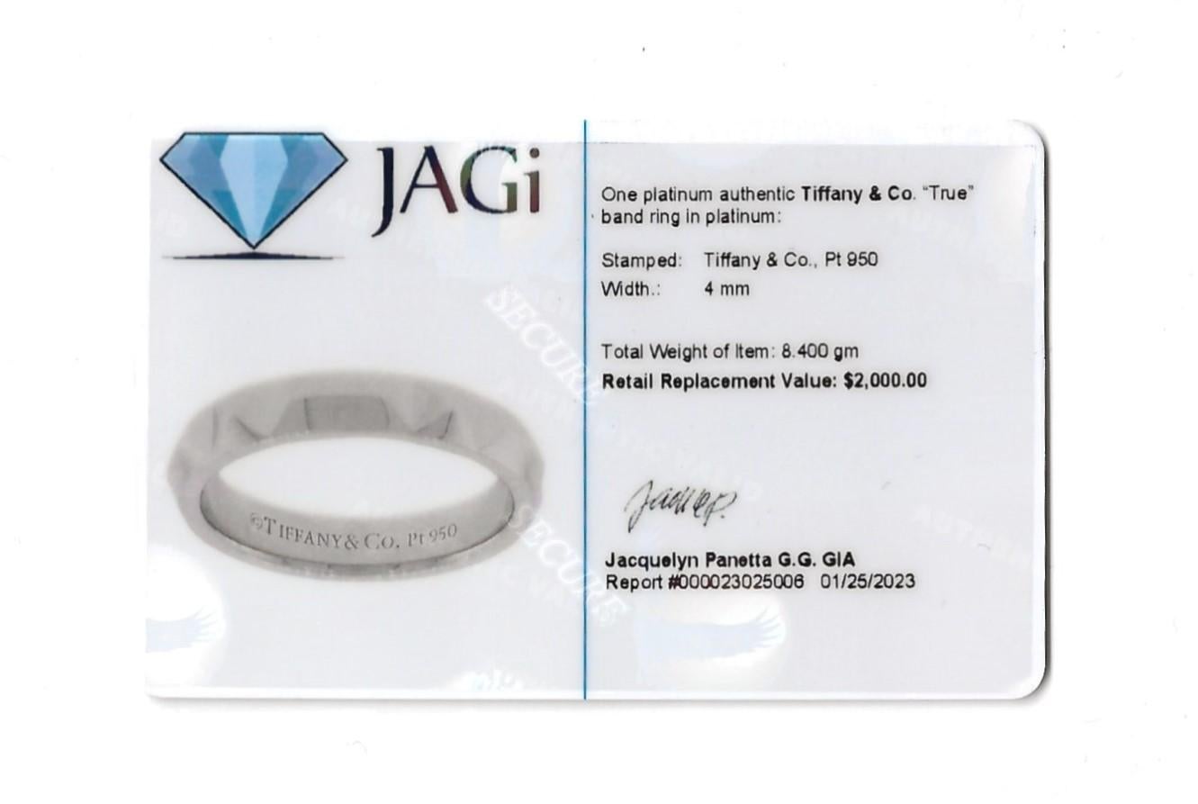 Tiffany & Co. 'True' Contemporary Beveled Edge Polished Platinum Band Ring For Sale 7