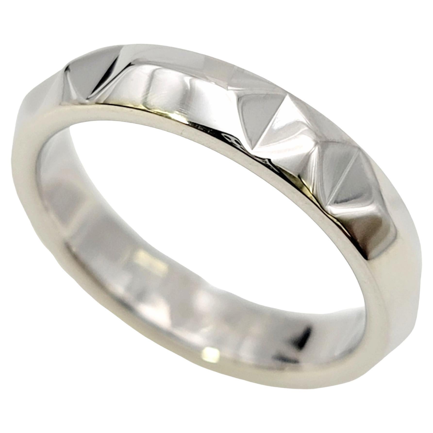 Tiffany & Co. 'True' Contemporary Beveled Edge Polished Platinum Band Ring For Sale