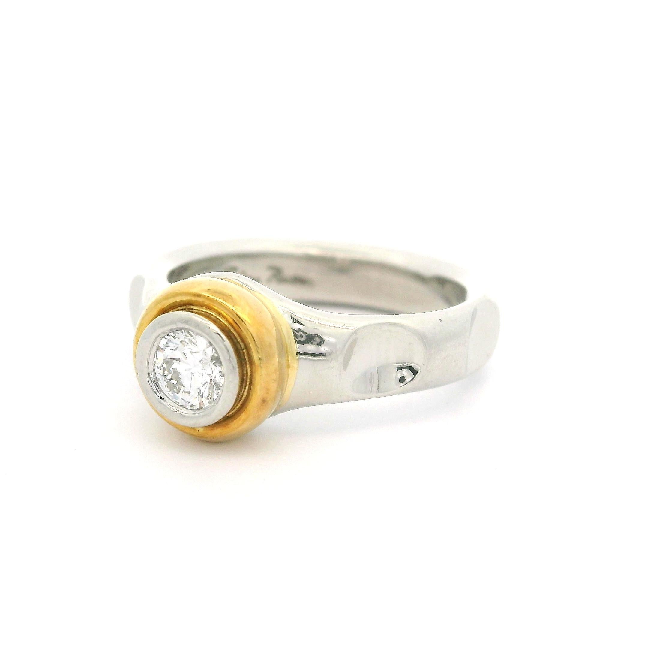 Tiffany & Co. True Love Anillo solitario de diamantes redondos de 0,22 ct en platino y oro de 18 quilates en venta 8