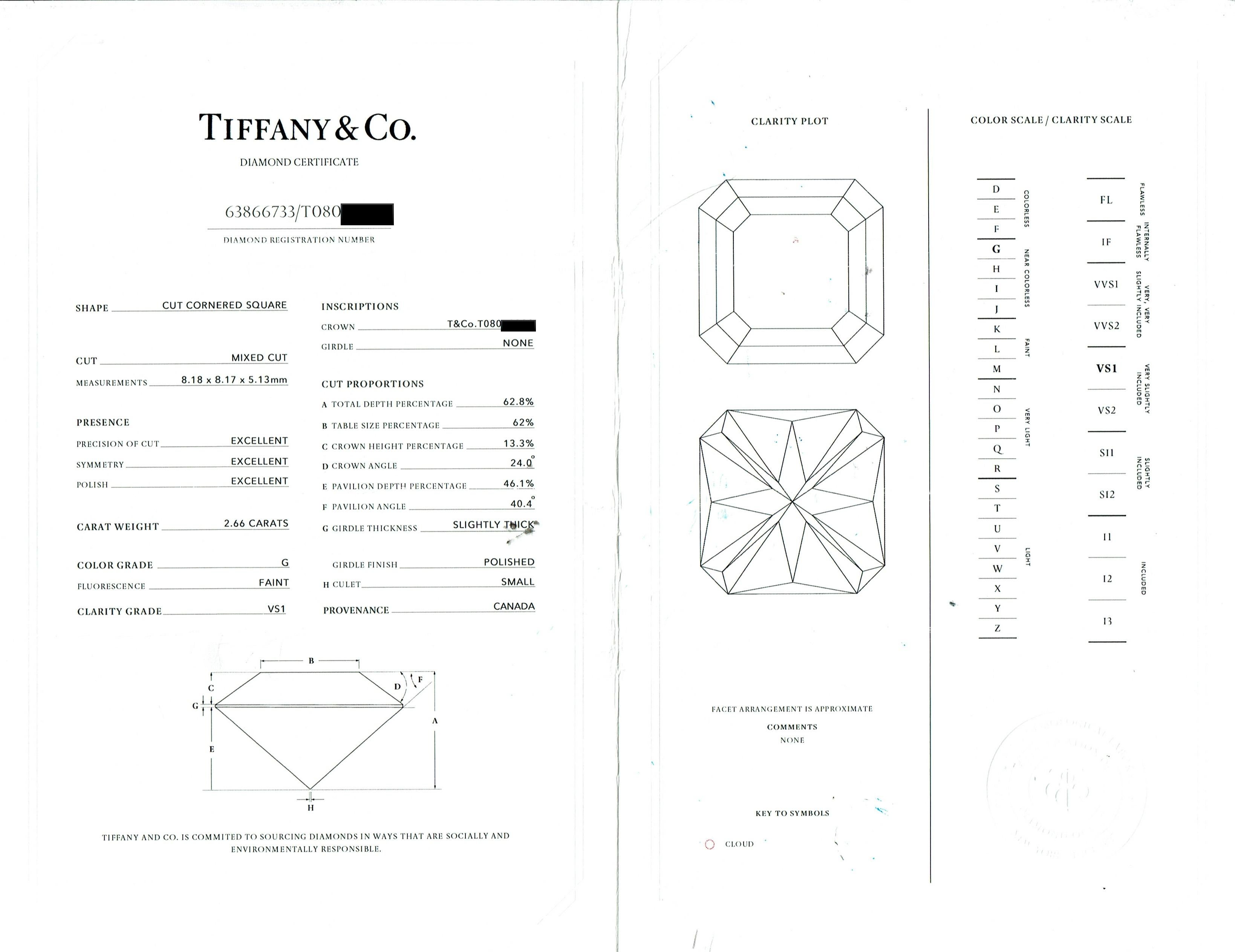 Tiffany & Co TRUE Platinum Diamond Engagement Ring  2.66 CTS G VS1 Retail $79.5K For Sale 10