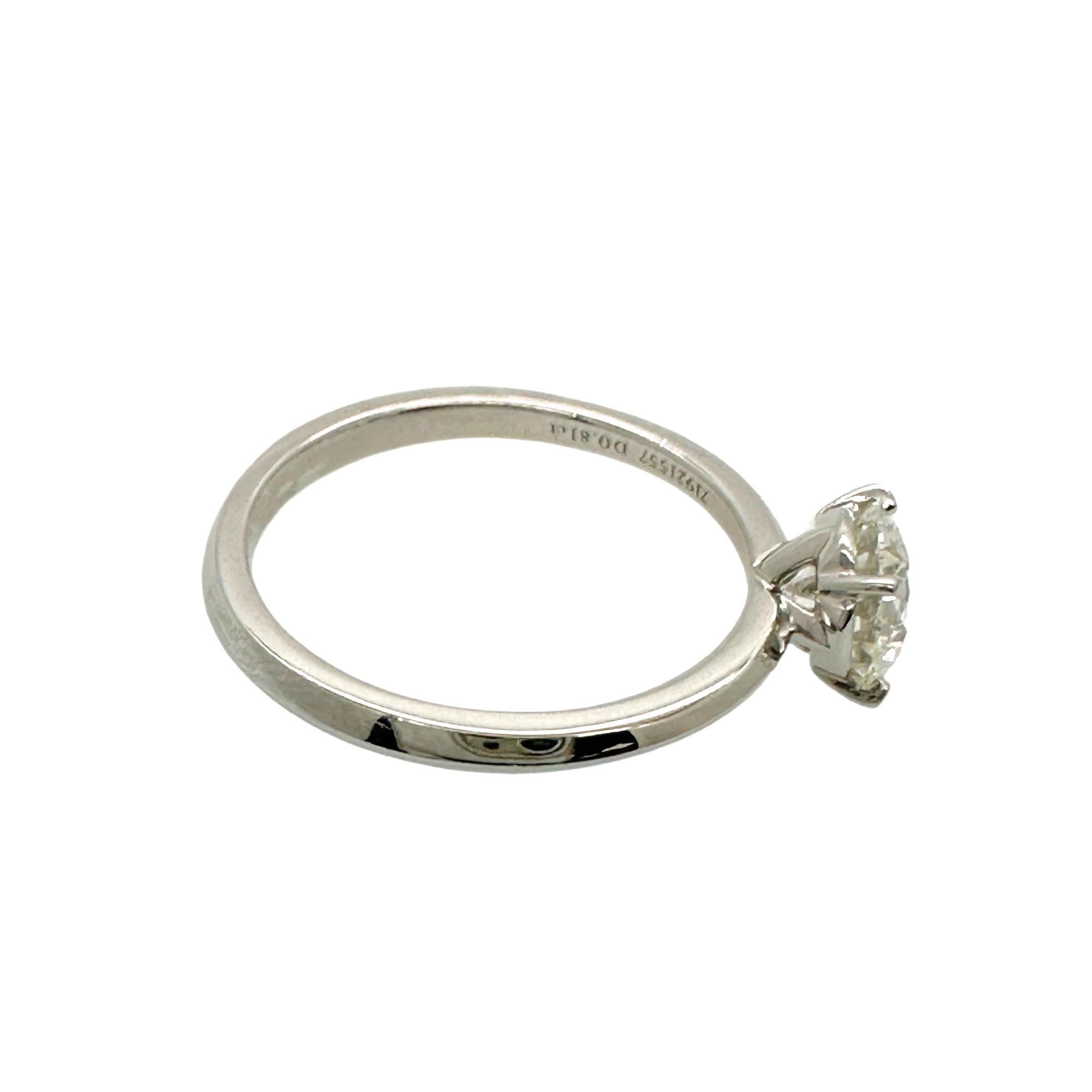 Tiffany & Co. TRUE Runder Diamant 0,81 Karat I VS1 Solitär Verlobungsring PLAT 7
