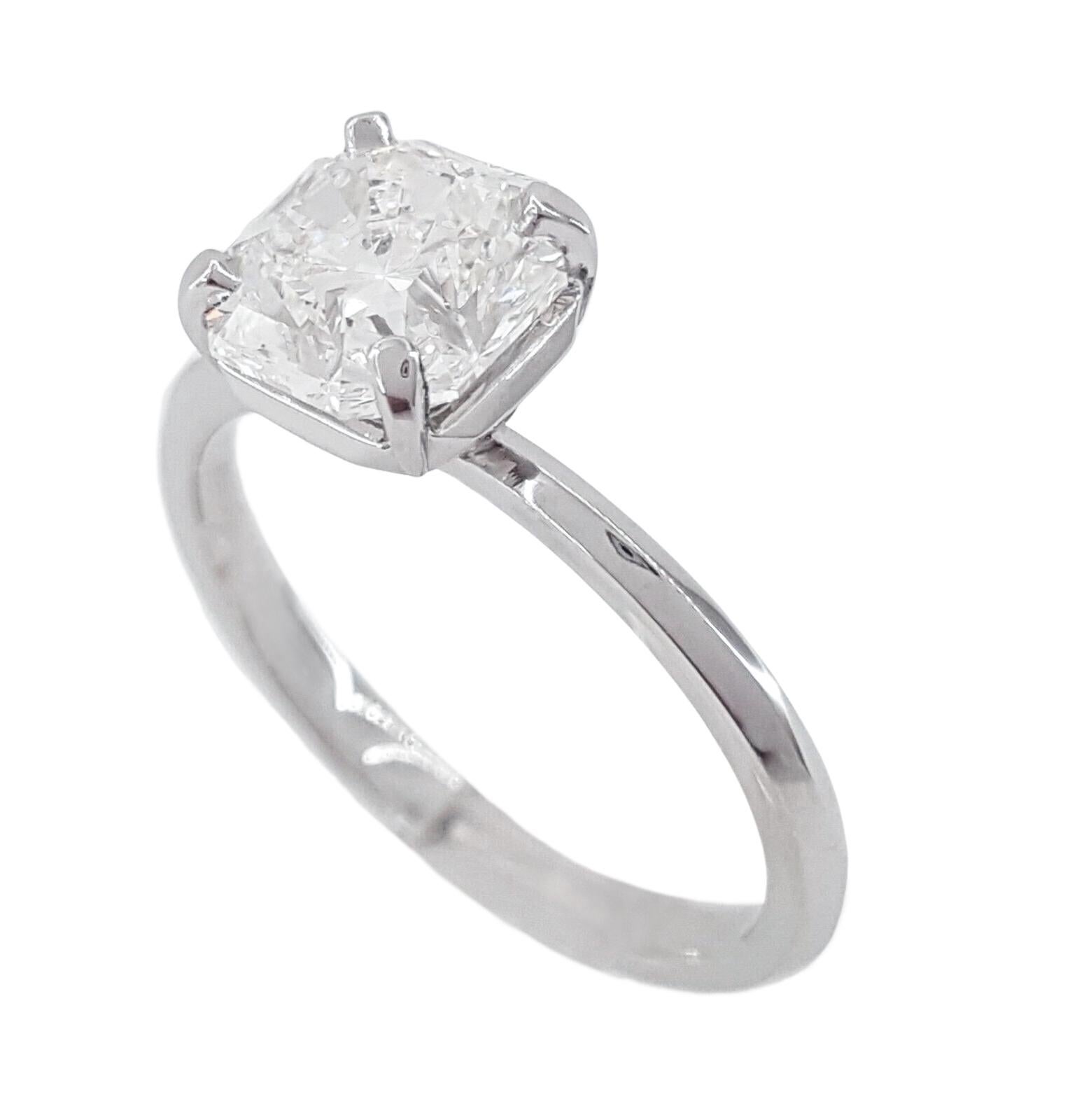 Tiffany & Co. Trueing 1.74 ct Cut Square Radiant Brilliant Cut Diamond True® Solitaire Setting Engagement Ring. 


