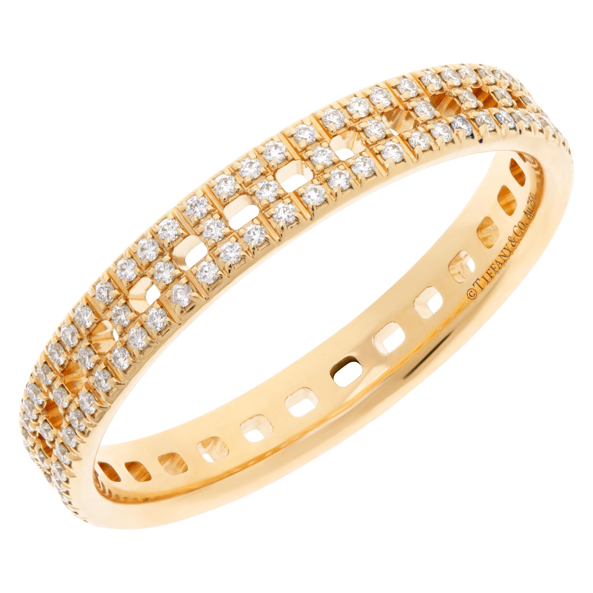 Tiffany & Co. Bague troite True T en or rose 18k avec diamants Excellent état - En vente à Surfside, FL