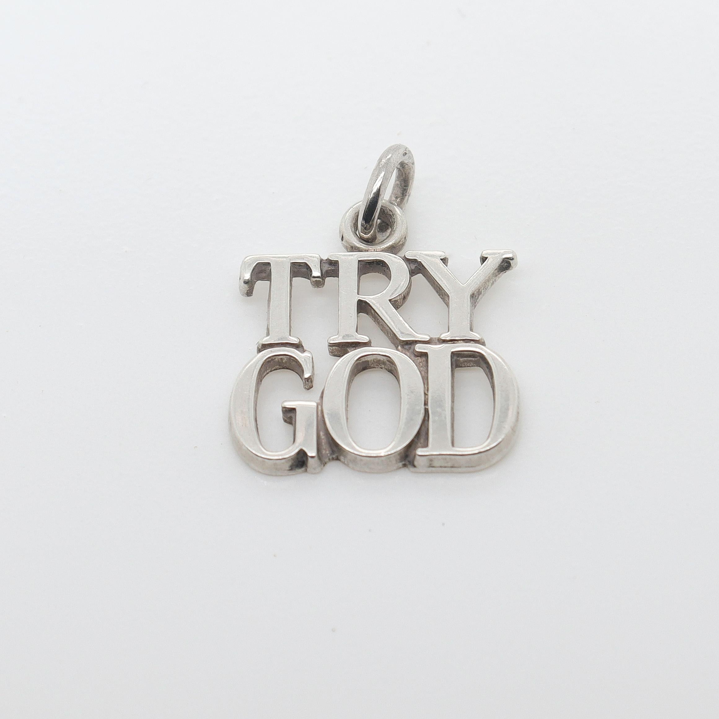 Tiffany & Co. 'Try God' Charm Pendant for a Necklace or Bracelet In Good Condition In Philadelphia, PA