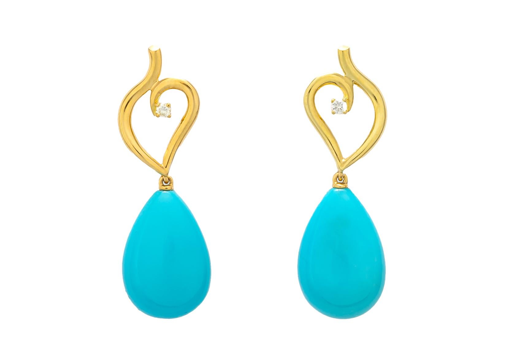 Contemporain Tiffany & Co. Pendants d'oreilles en turquoise et diamants en vente