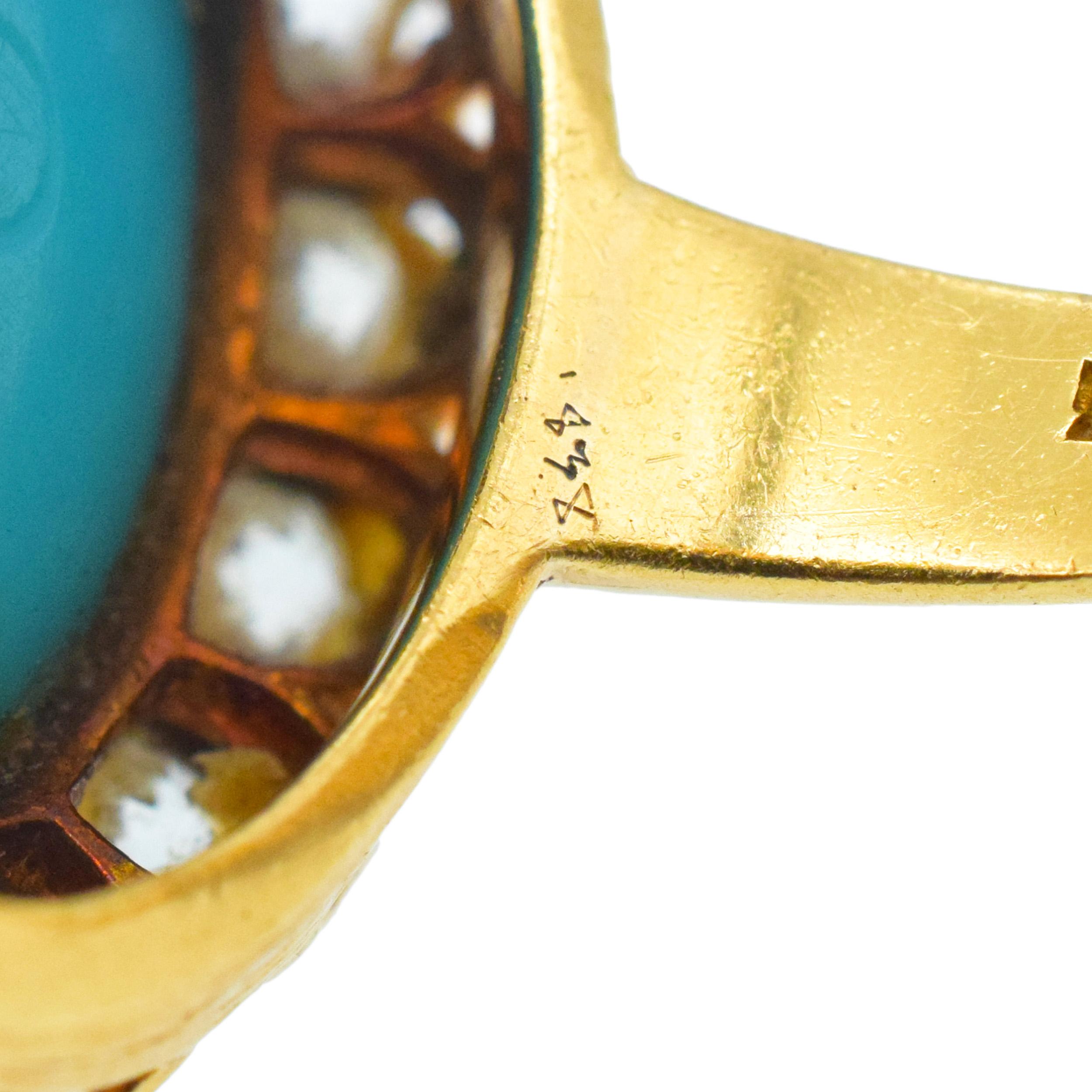 Tiffany & Co. Anello aureola con turchese e diamante in vendita 4