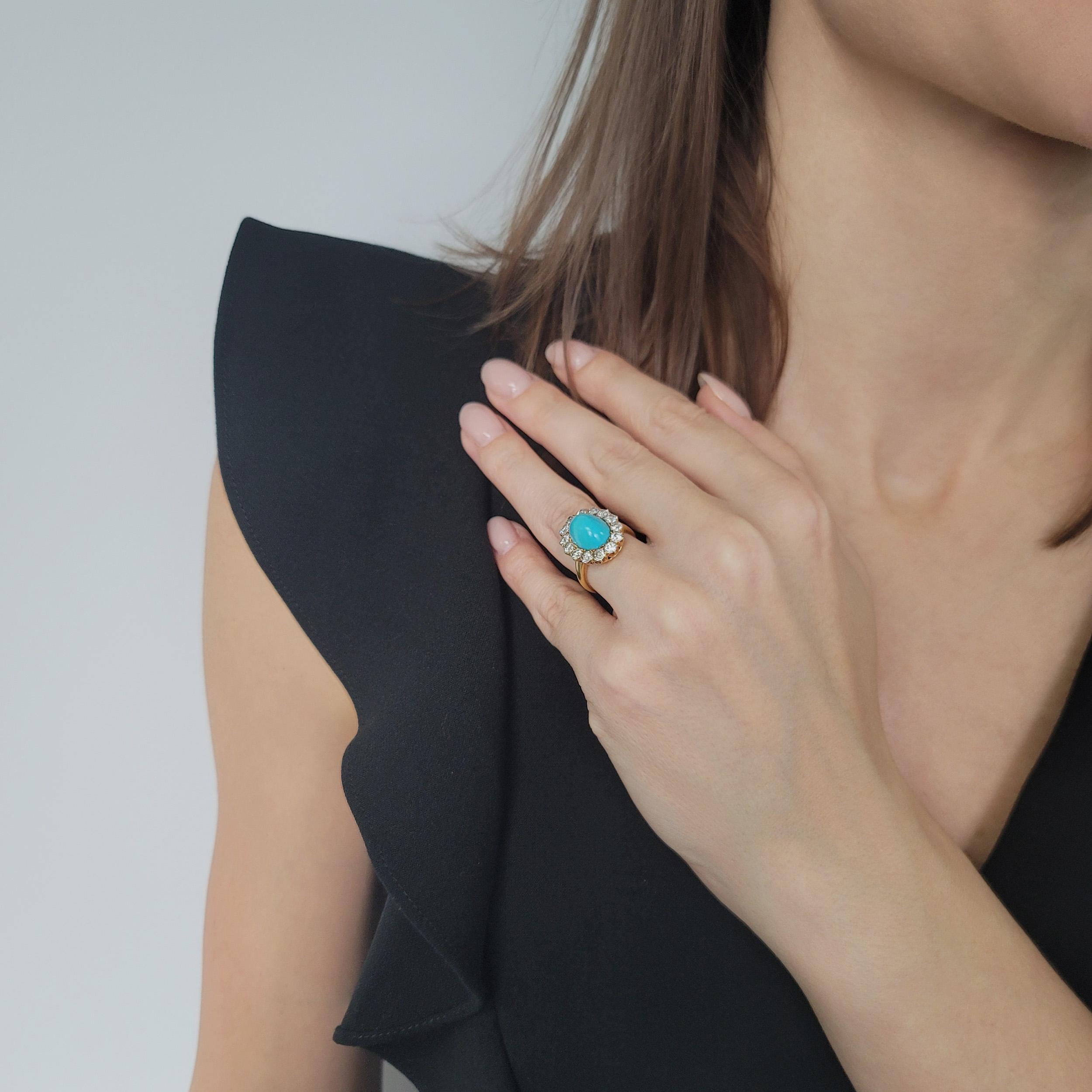 Artista Tiffany & Co. Anello aureola con turchese e diamante in vendita