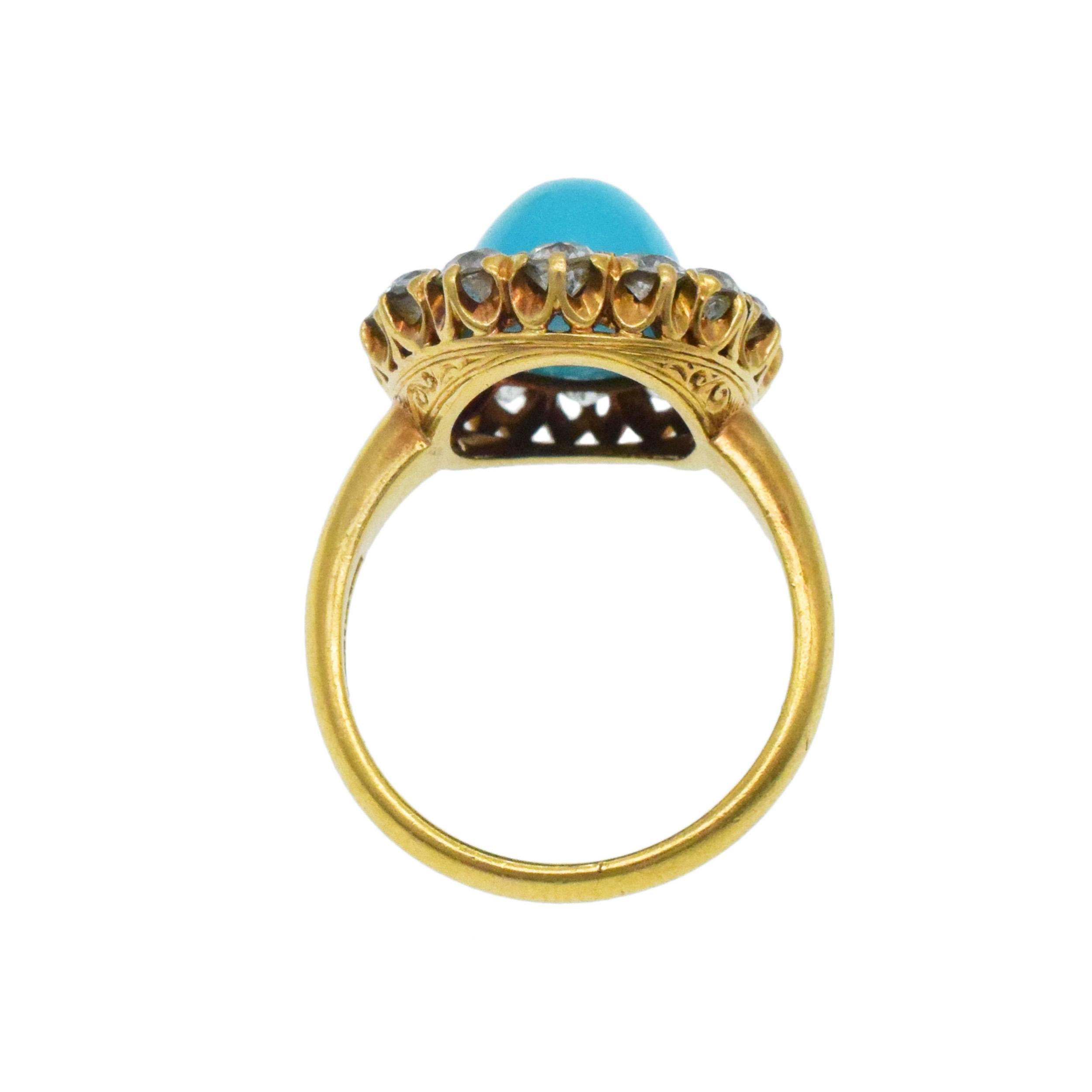 da uomo o donna Tiffany & Co. Anello aureola con turchese e diamante in vendita