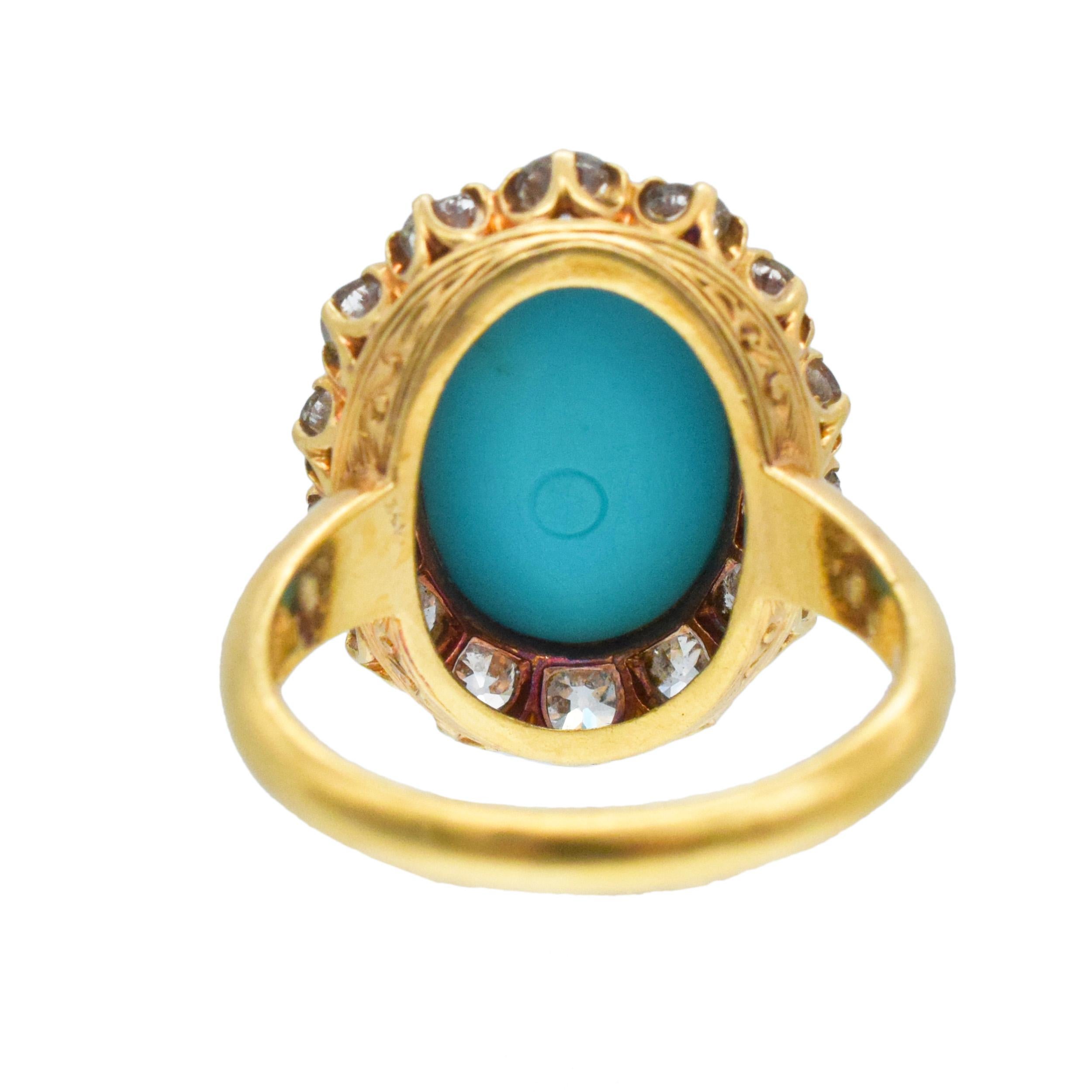 Tiffany & Co. Anello aureola con turchese e diamante in vendita 3