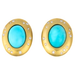 Angela Cummings for Tiffany & Co. Turquoise and Diamond Oval Earrings