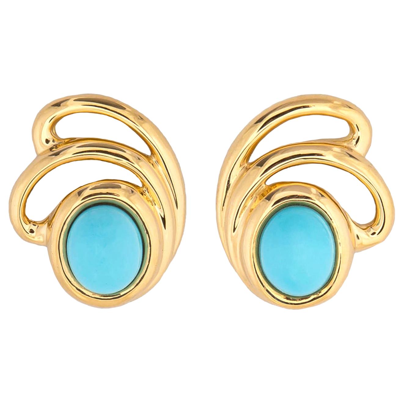 Tiffany & Co. Turquoise and Gold Earrings For Sale
