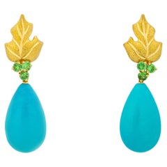 Tiffany & Co. Turquoise and Tsavorite Garnet Drop Earrings