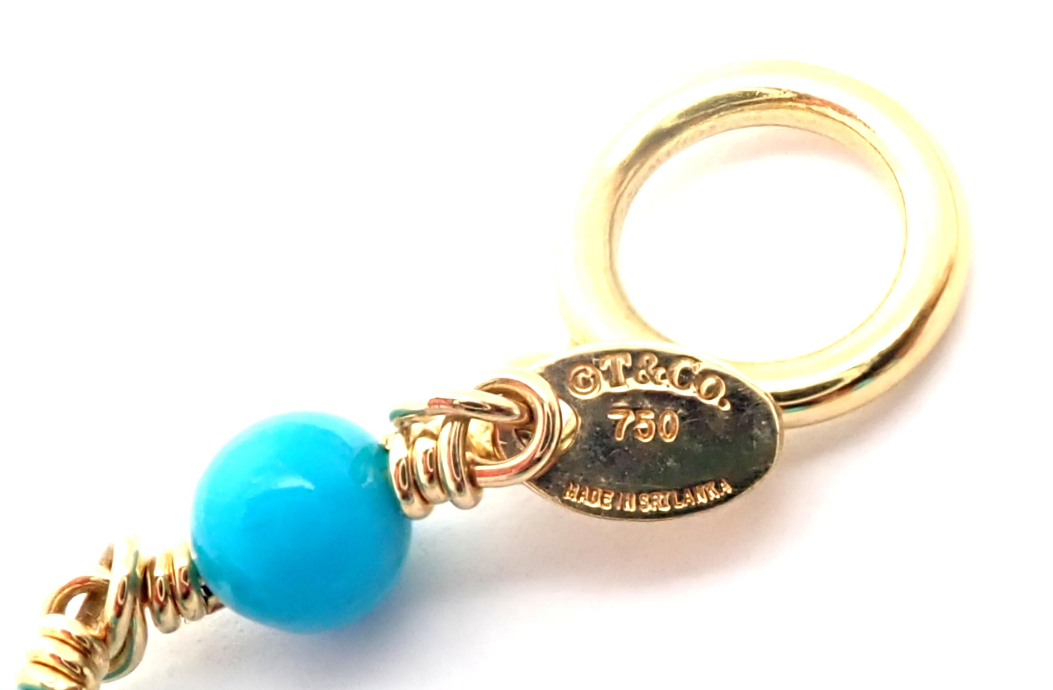 Tiffany & Co. Turquoise Bead Toggle Yellow Gold Necklace In Excellent Condition In Holland, PA