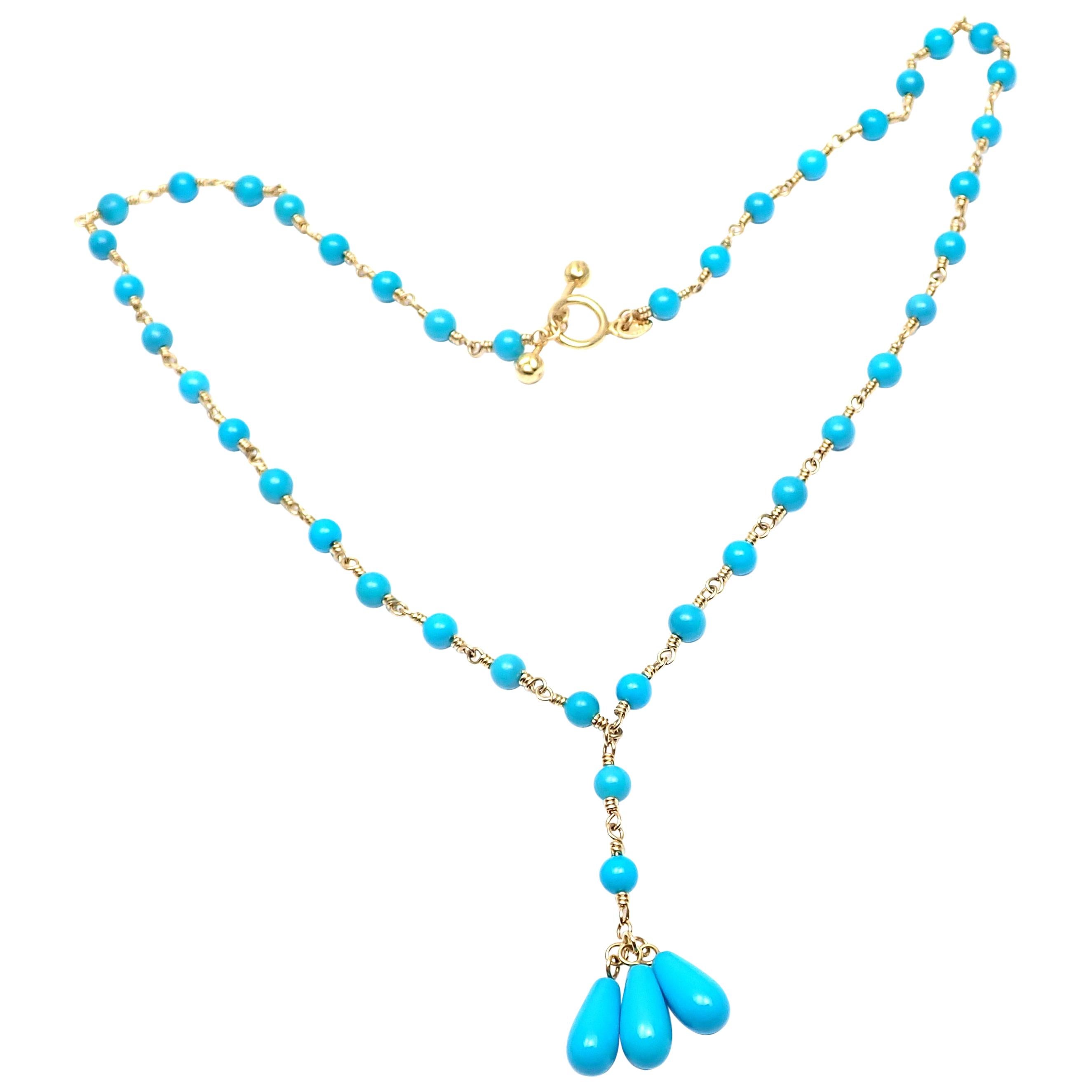 Tiffany 
Co. Turquoise Bead Toggle Yellow Gold Necklace