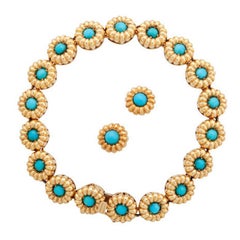 Tiffany & Co. Turquoise Cabochon Daisy with Bracelet and Earrings
