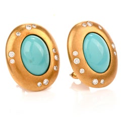 Tiffany & Co. Turquoise Diamond 18 Karat Yellow Gold Clip-On Earrings