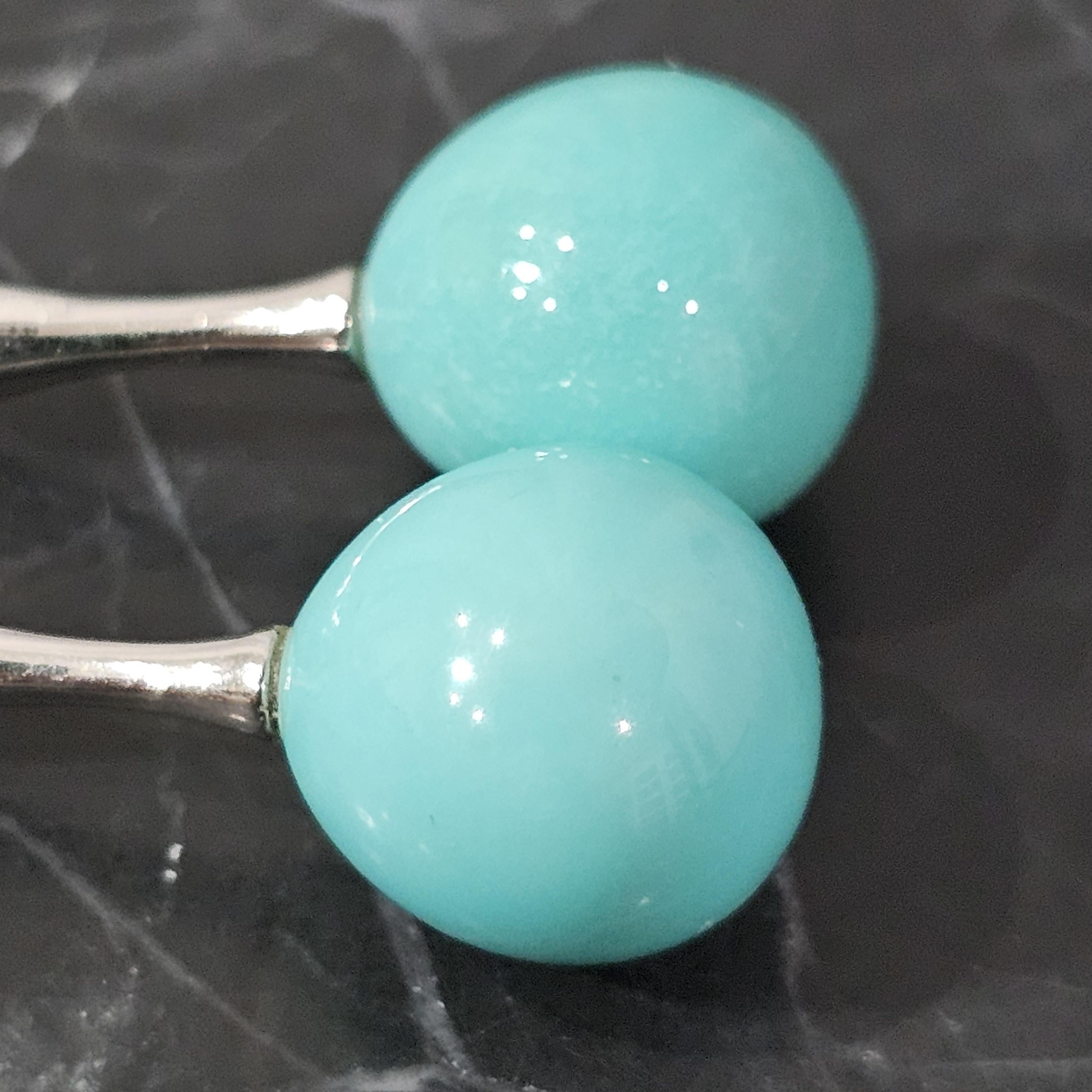 Women's Tiffany & Co. Turquoise Diamond Earrings Dangle Drop 18k White Gold Elsa Peretti