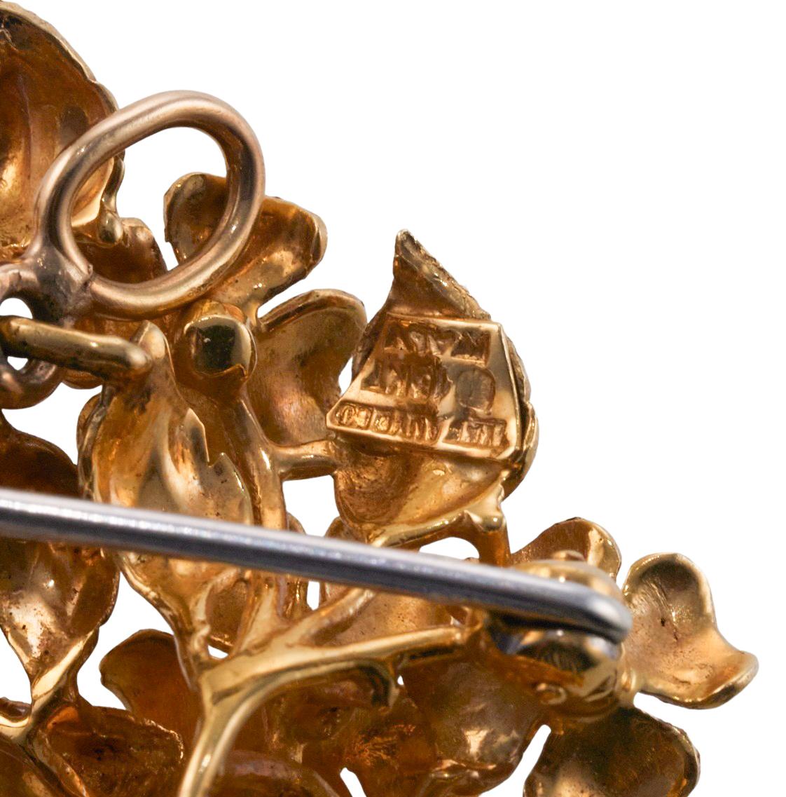 Tiffany & Co Broche papillons et fleurs en or et platine avec turquoise et diamants  Excellent état - En vente à New York, NY