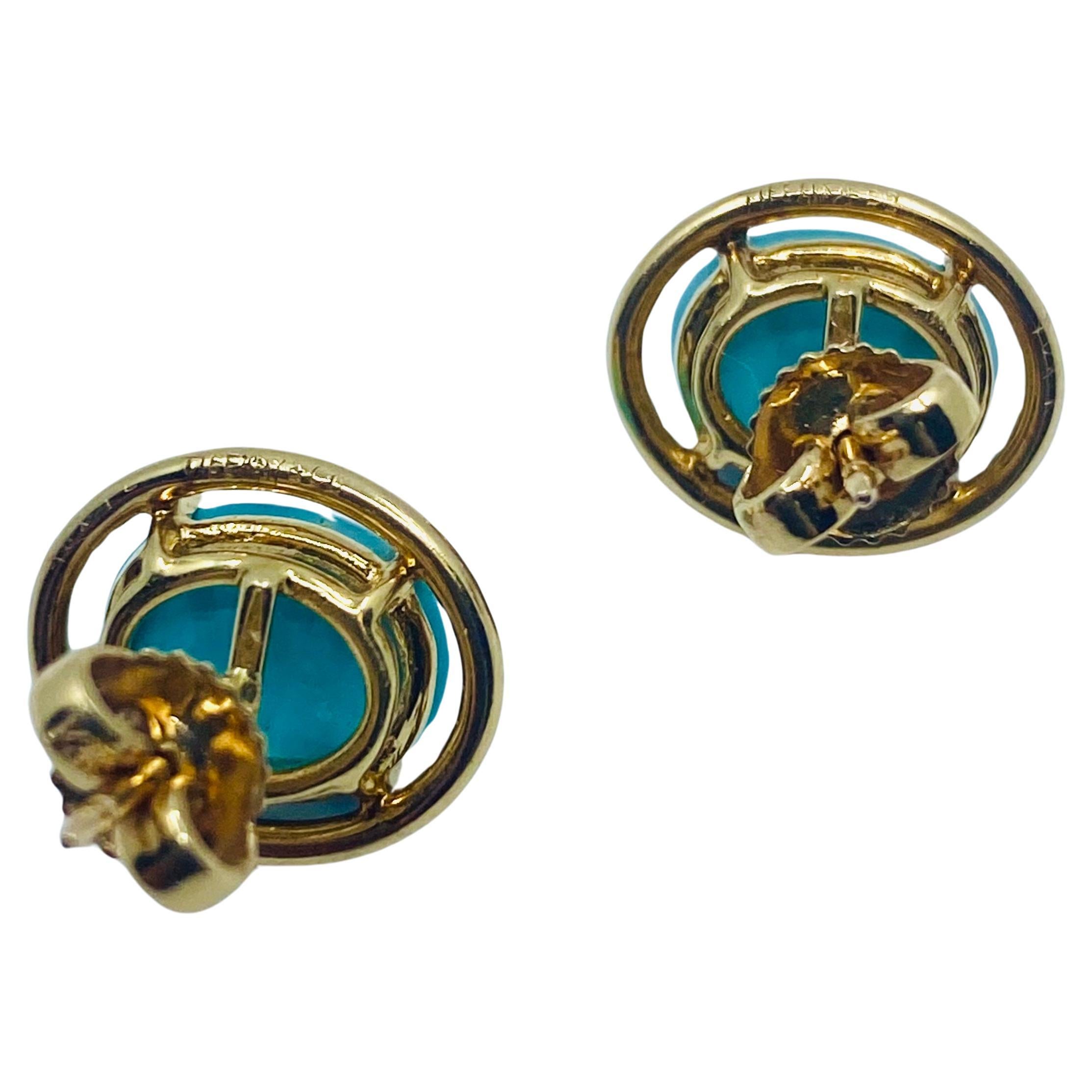 Tiffany & Co. Turquoise Earrings 14k Gold For Sale 1