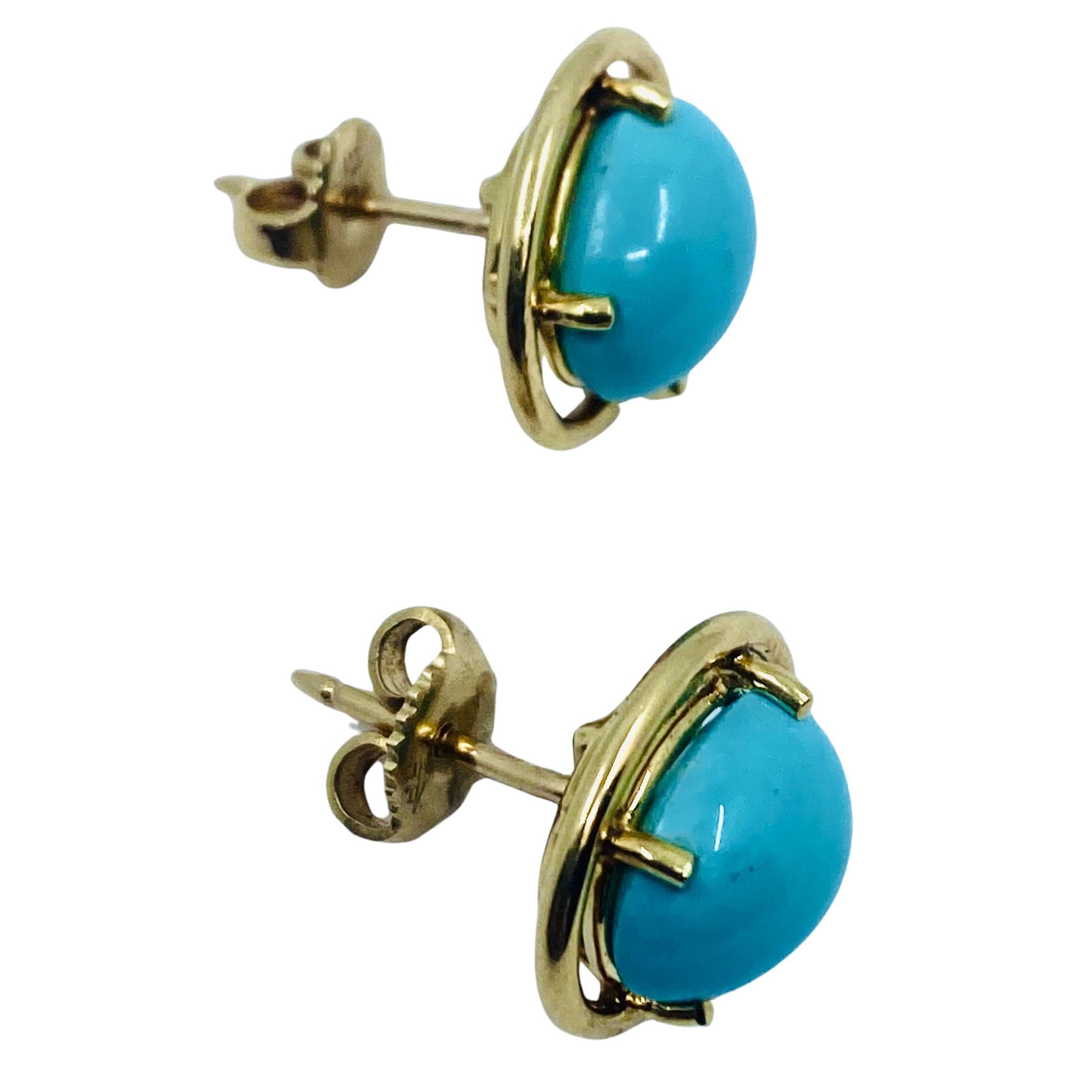 Tiffany & Co. Turquoise Earrings 14k Gold For Sale 2