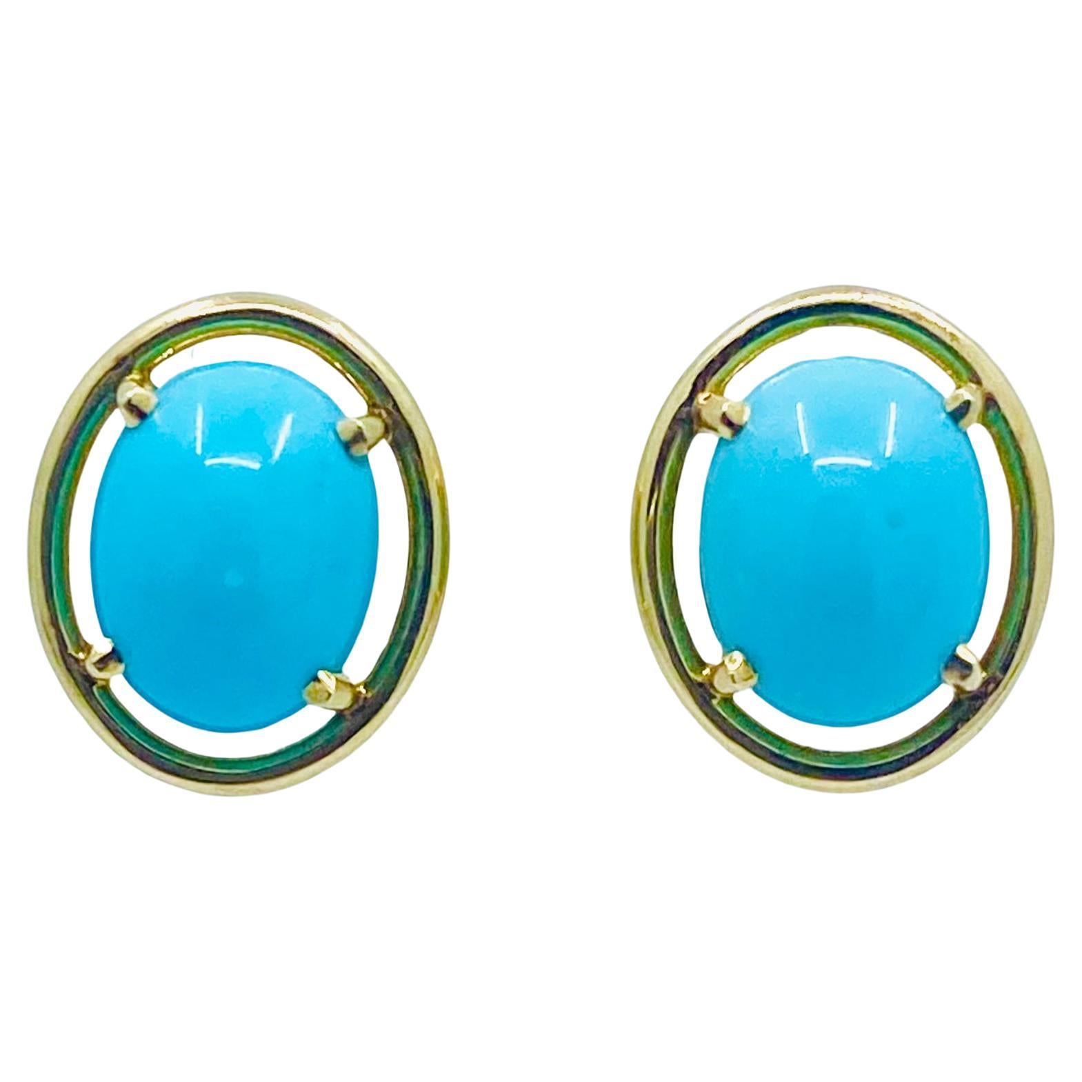 Tiffany & Co. Turquoise Earrings 14k Gold For Sale