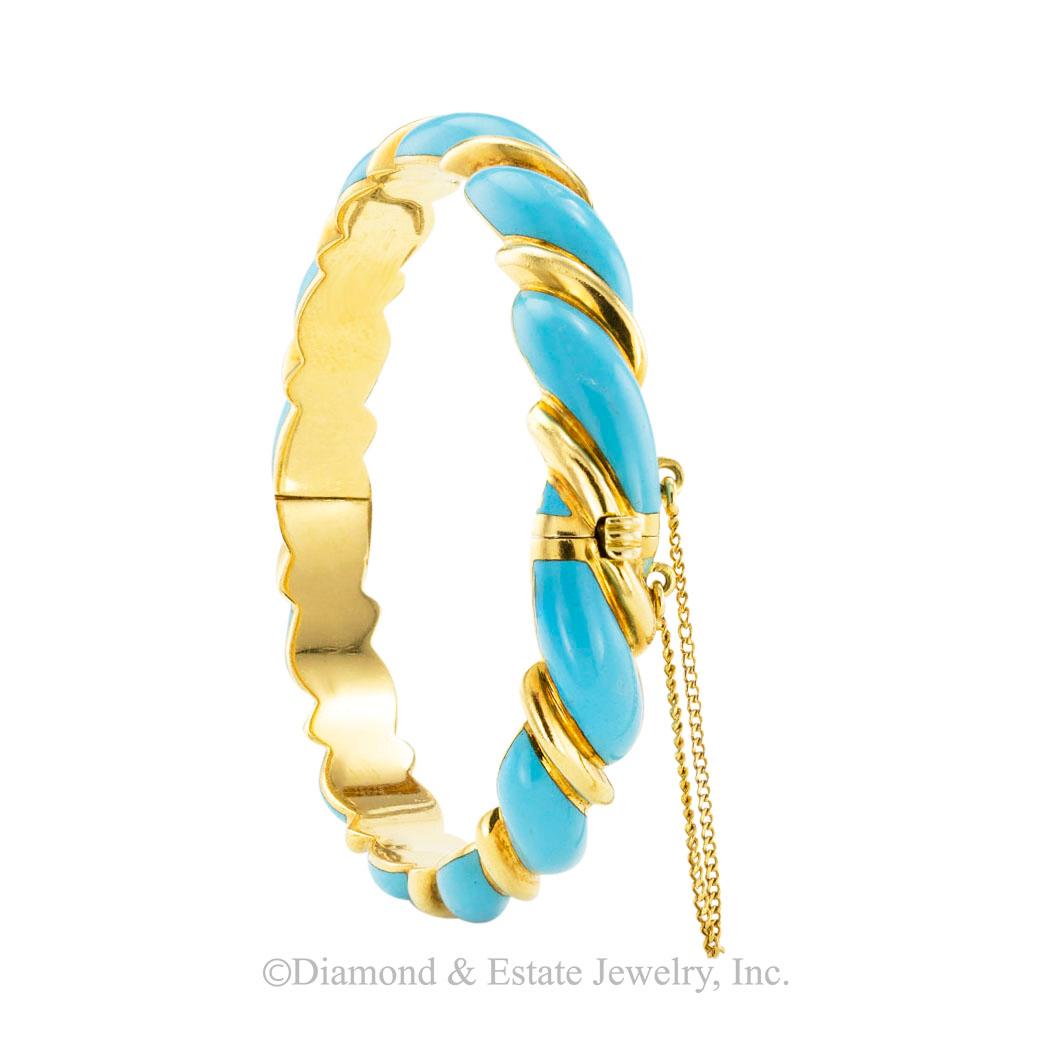 Modern Tiffany & Co. Turquoise Enamel Bangle Bracelet