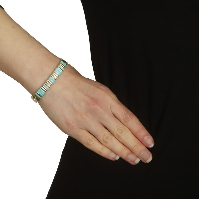 Mixed Cut Tiffany & Co. Turquoise Hinged Bangle Bracelet 6 1/2