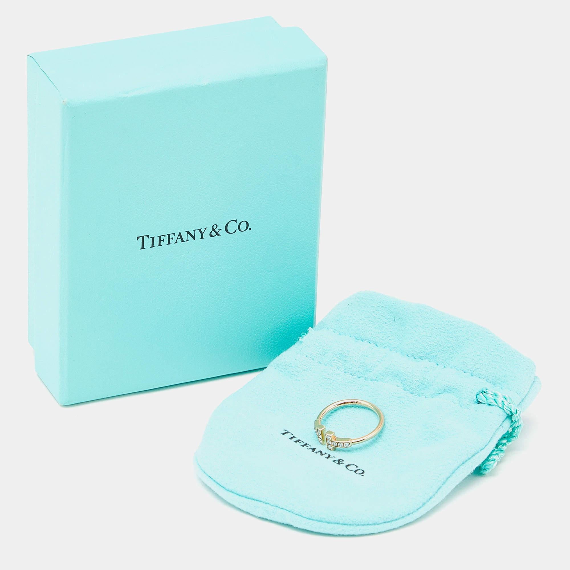 Tiffany & Co. Ring aus 18 Karat Gelbgold mit Twire-Diamanten Größe 50 im Angebot 2