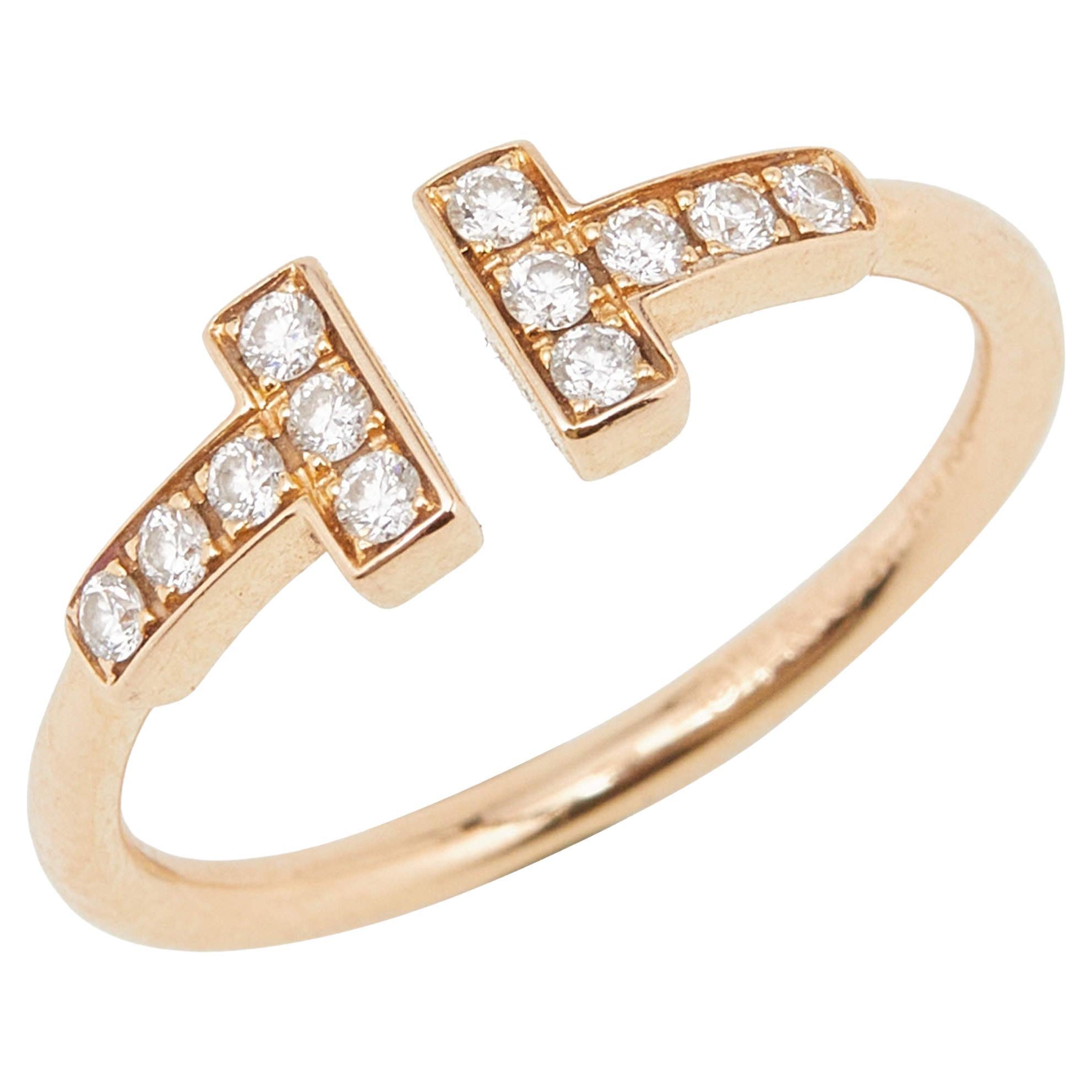 Tiffany & Co. Ring aus 18 Karat Gelbgold mit Twire-Diamanten Größe 50 im Angebot
