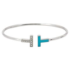 Tiffany & Co. Twire Turquoise Diamonds 18k White Gold Bracelet