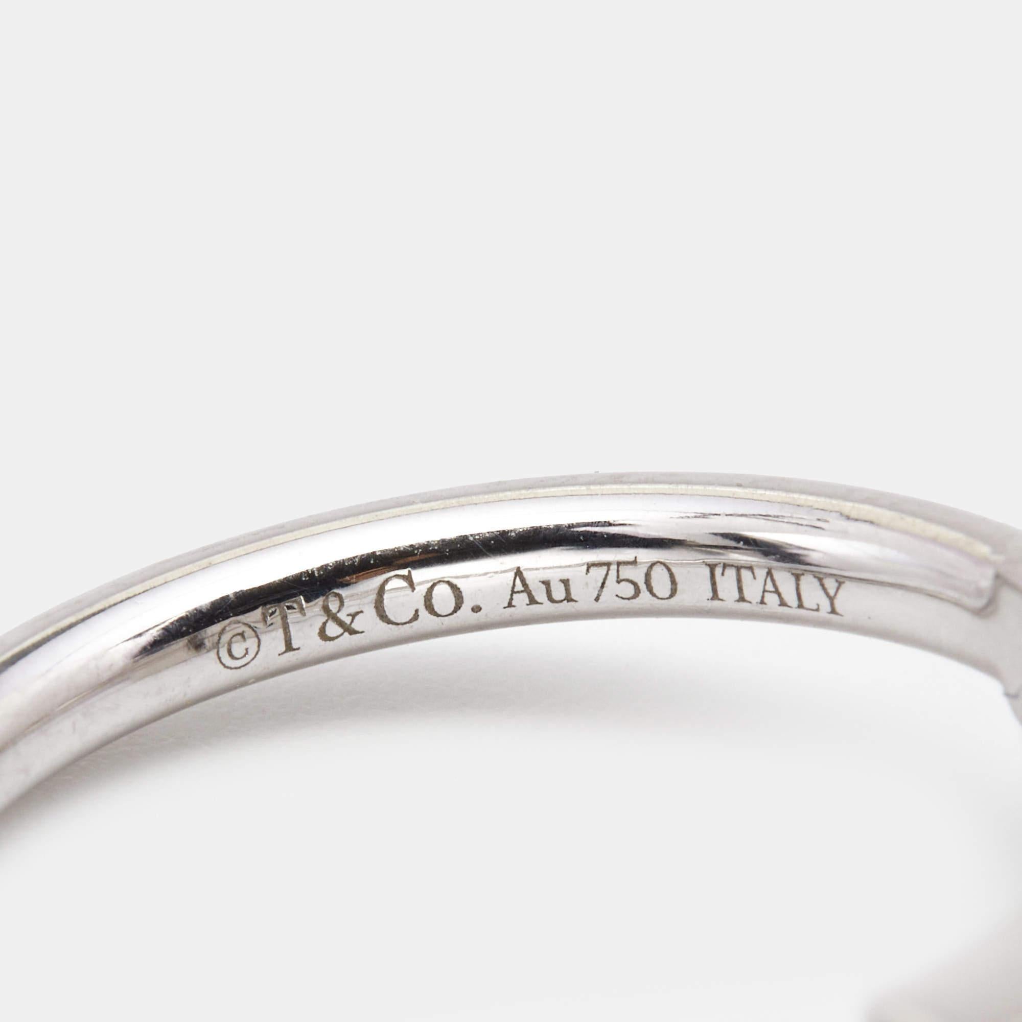 Tiffany & Co. Twire Turquoise Diamonds 18k White Gold Ring Size 52 In Good Condition For Sale In Dubai, Al Qouz 2