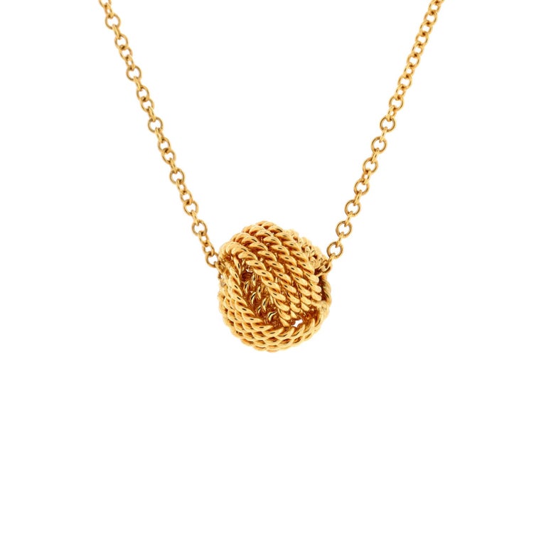 Tiffany and Co. Twist Knot Pendant Necklace 18k Yellow Gold For Sale at ...