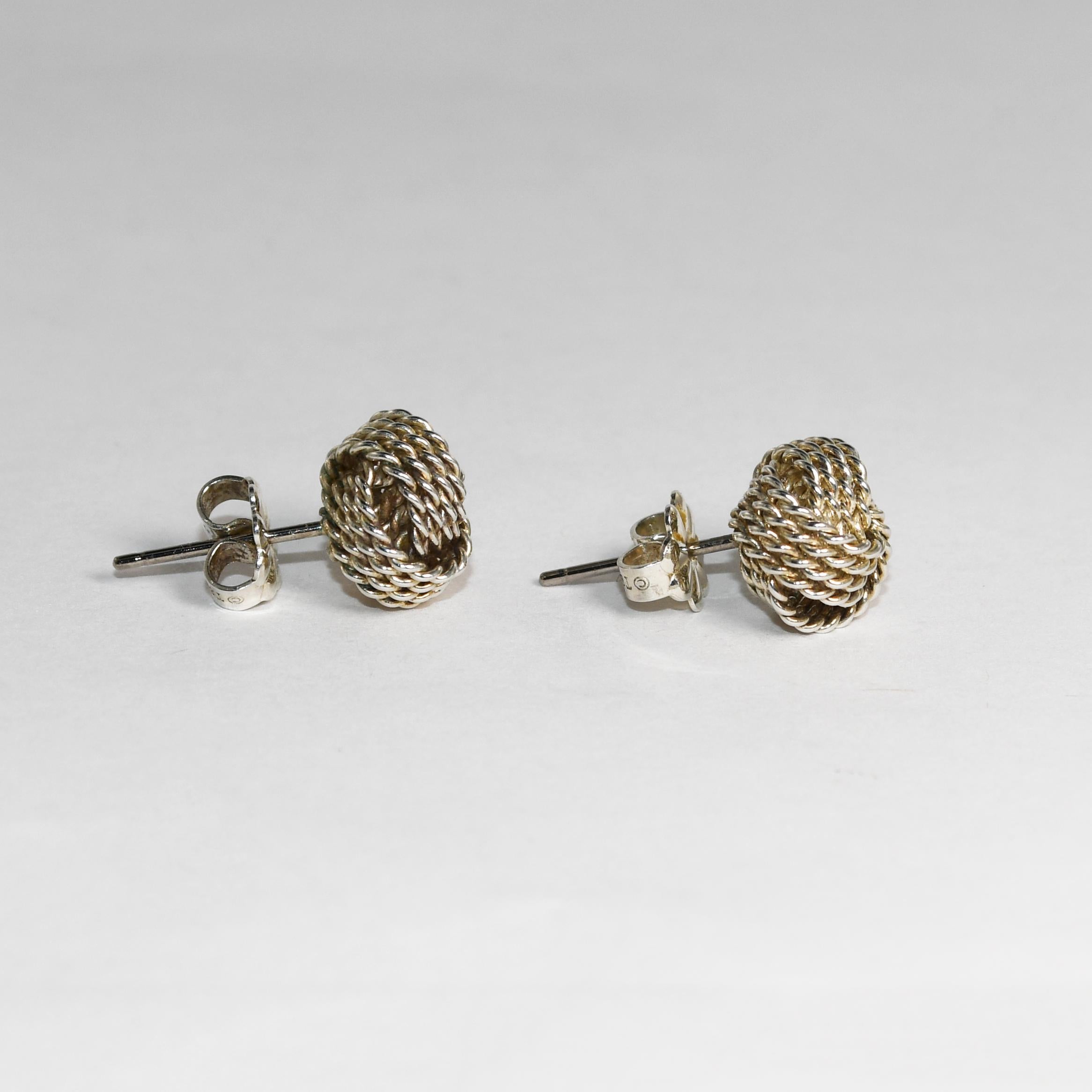 Tiffany & Co. Twist Knot Sterling Silver Earrings 2.8g In Excellent Condition For Sale In Laguna Beach, CA