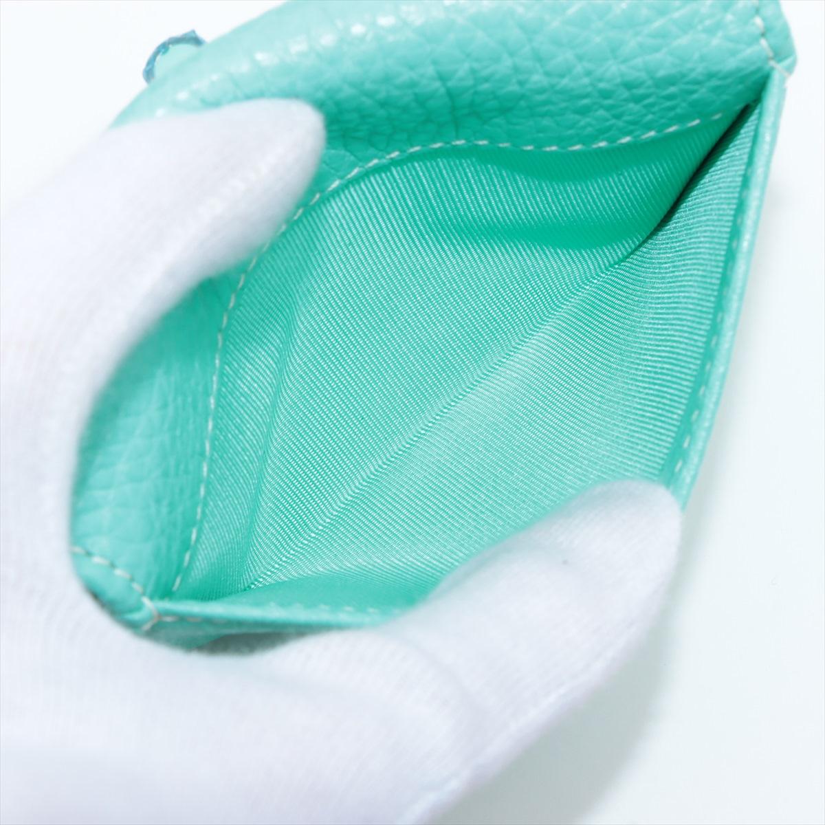 Tiffany & Co Twist-lock Leather Coin Purse Blue 4