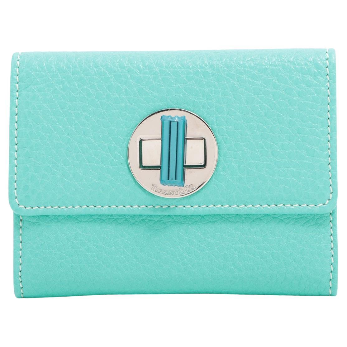 Tiffany & Co Twist-lock Leather Coin Purse Blue For Sale