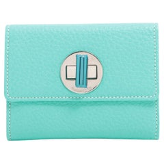 Used Tiffany & Co Twist-lock Leather Coin Purse Blue