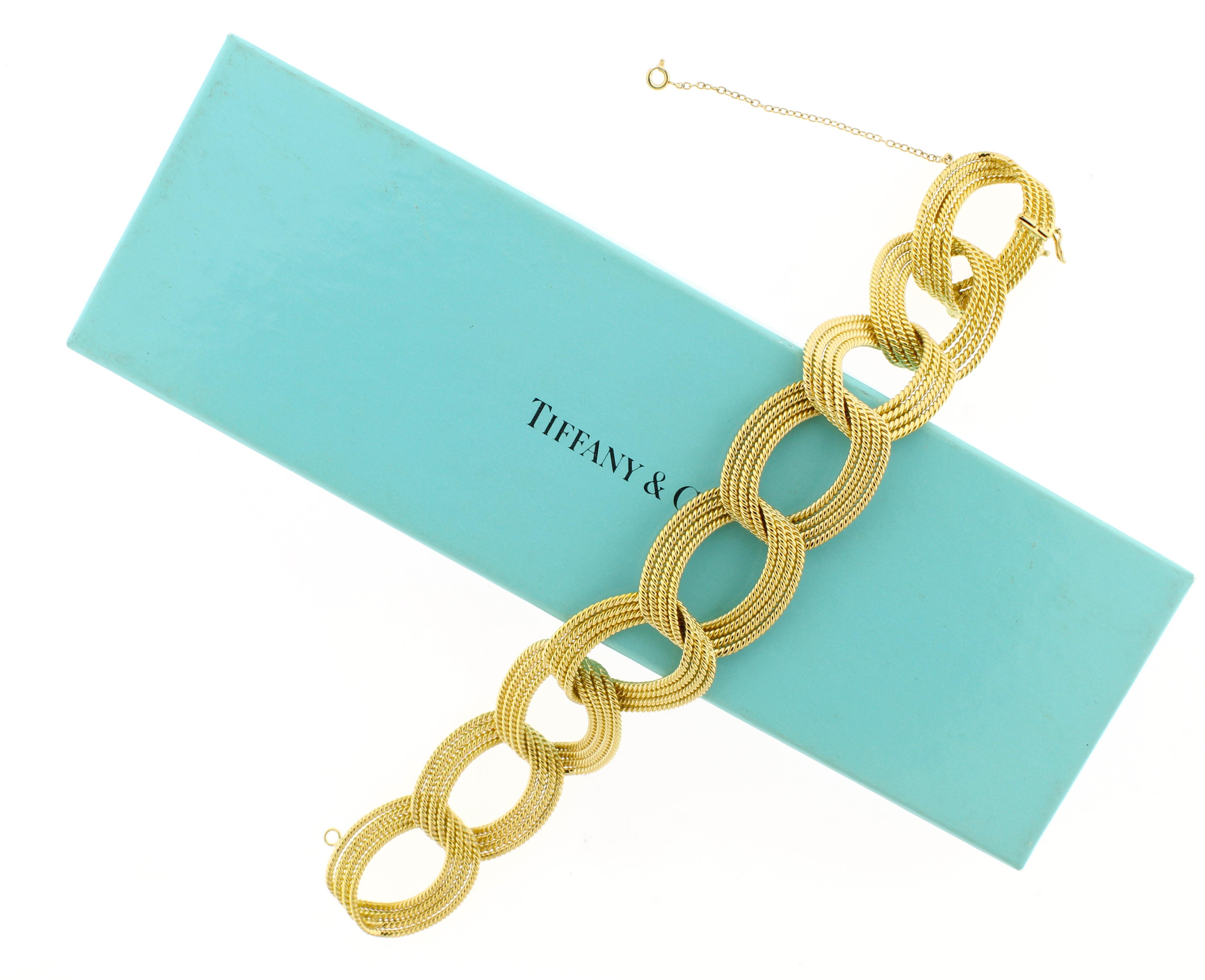 Tiffany & Co. gedrehtes Geflecht offenes Glied 18 ktGoldarmband im Zustand „Hervorragend“ im Angebot in Bethesda, MD